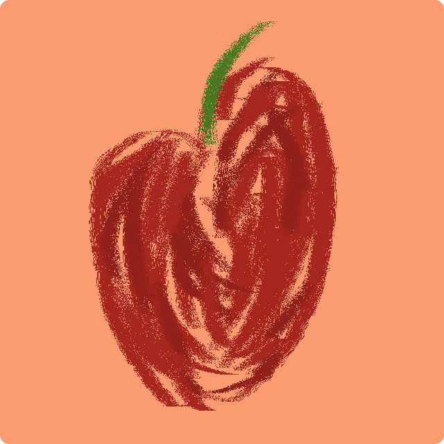 An apple on a pinkish background